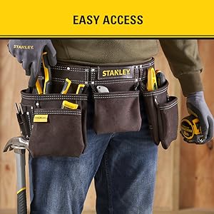Leather Tool Belt Pouch Apron, Multi-Pockets STANLEY STST1-80113