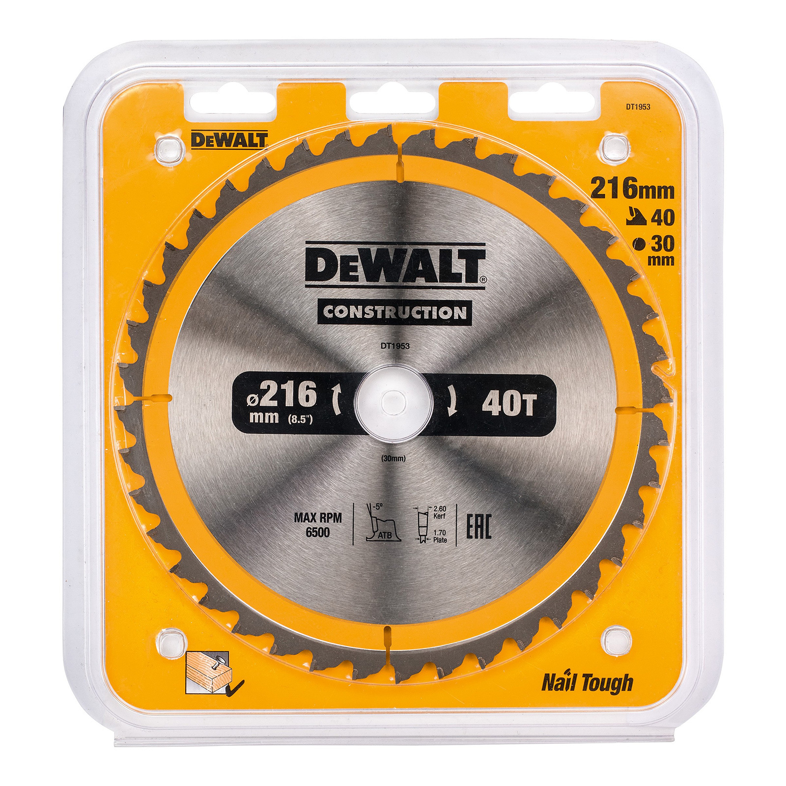 DEWALT circular saw blade 216X30X40T DT1953