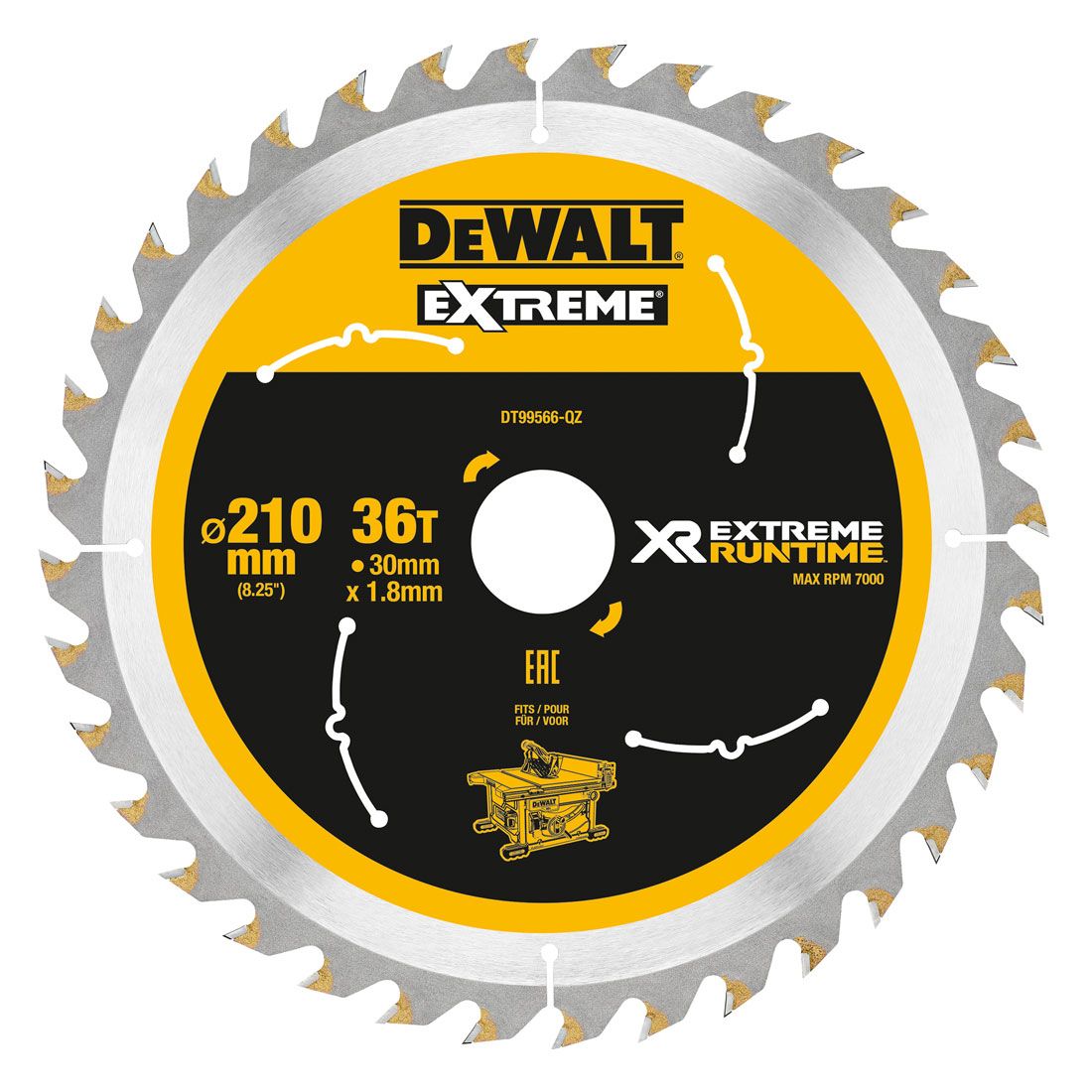 DeWALT Circular Saw Blade 210mm x 36T x 30mm XR DT99566