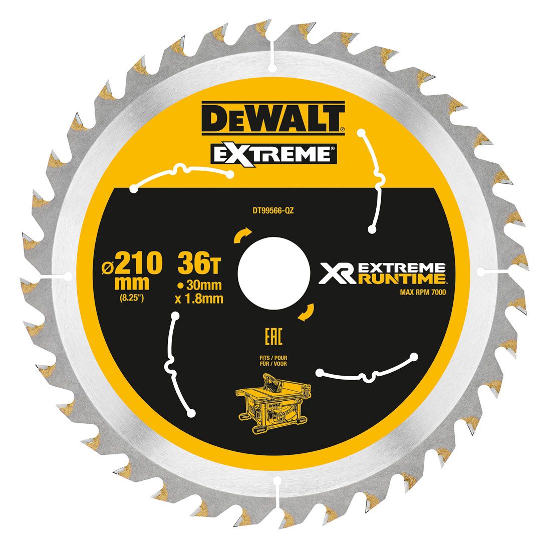 DeWALT Circular Saw Blade 210mm x 36T x 30mm XR