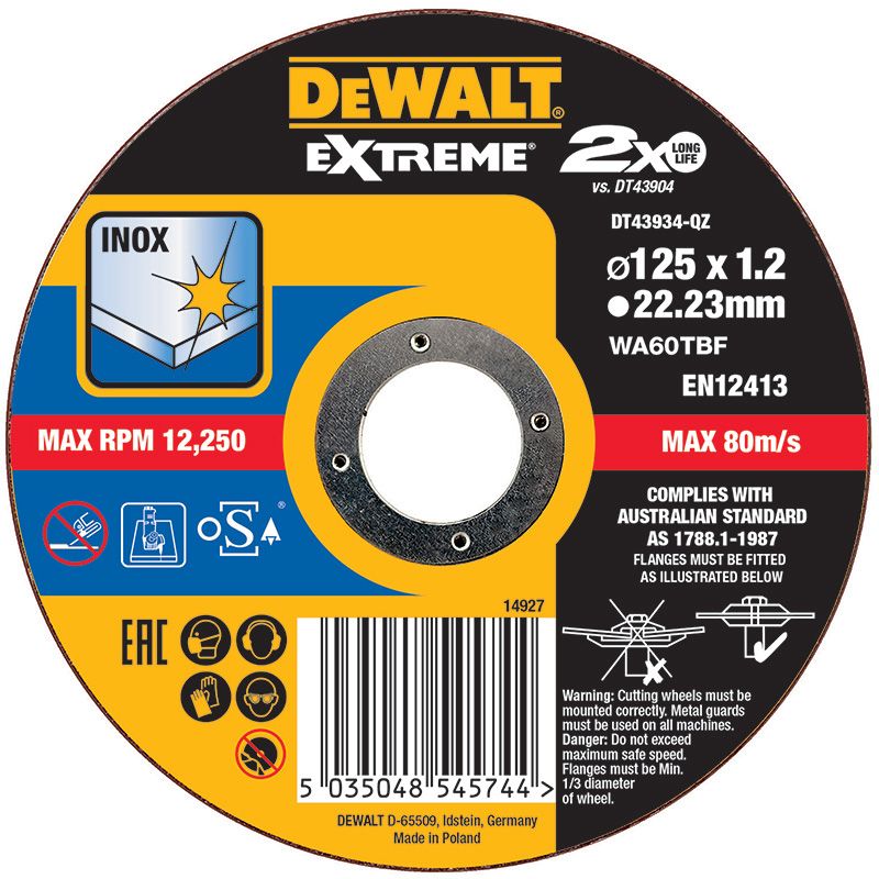 Cutting disc 125 x 1.2 x 22.23 mm DT43934