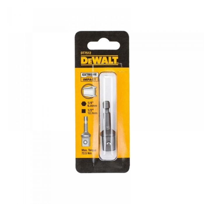 Impact Adaptor 1/4" to 1/2" shockproof DEWALT DT7512