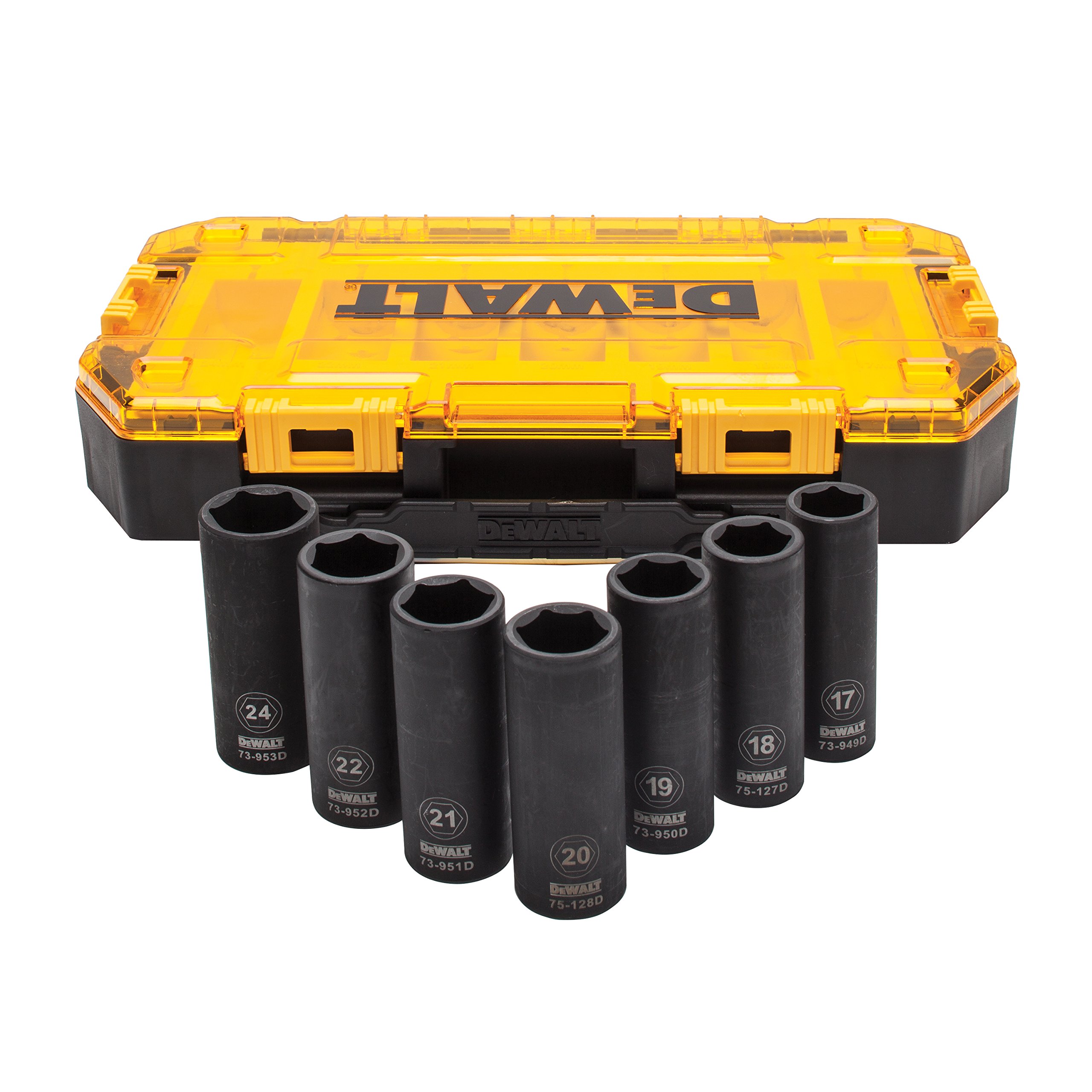 7 Piece Full Metric 1/2" Deep Impact Socket Set in Toughbox DWMT74737-0